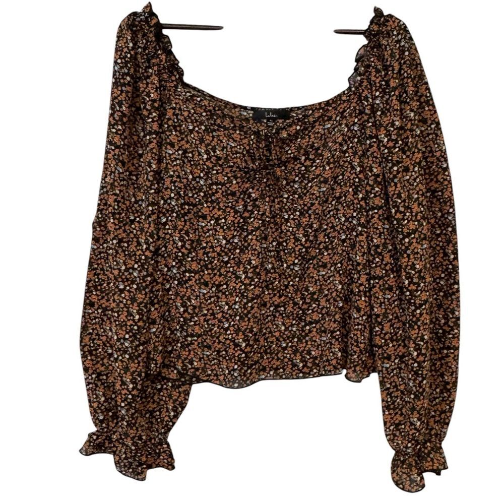 Lulu's Orange Floral Long Sleeve Top
